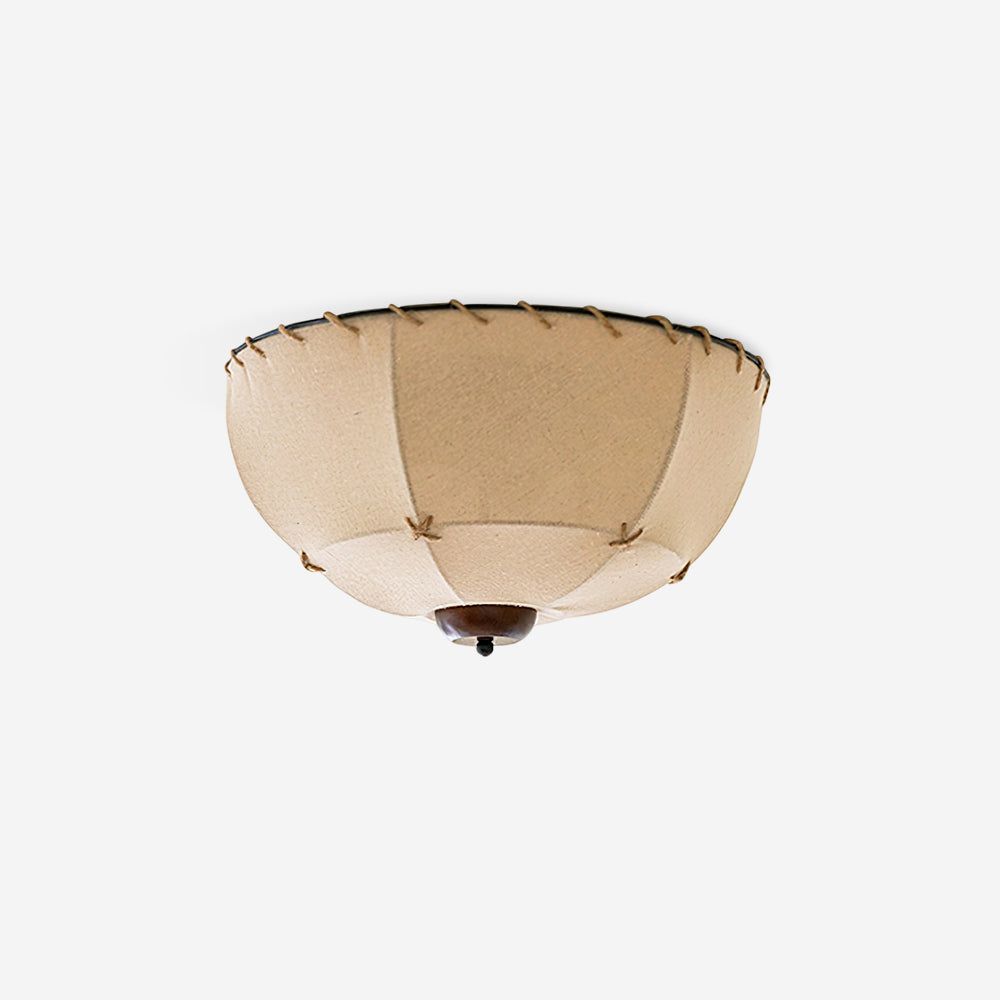 Ceiling Light Handcrafted Walnut Wood And Fabric Shade